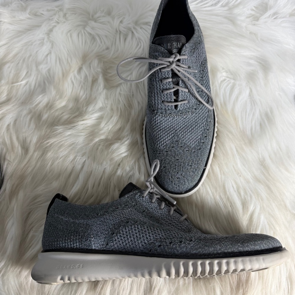 Cole Haan 2.Zerogrand Laser Wingtip Oxford Grey Knit Sneakers C27568 Mens‎ 8.5 M